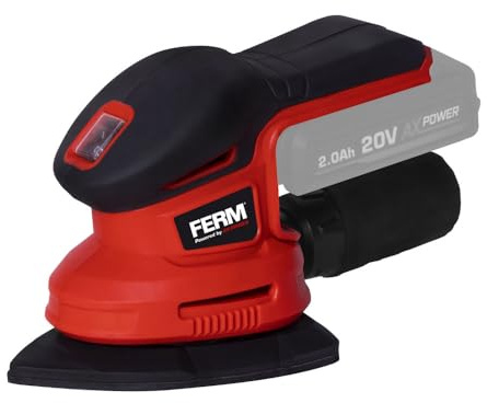 FERM AX-Power Akku-Deltaschleifer – 280 W – Variable Geschwindigkeit – 6 Schleifblätter – Staubsaugeradapter – Softgrip – Für Holz und Metall – Ohne Akku und Ladegerät