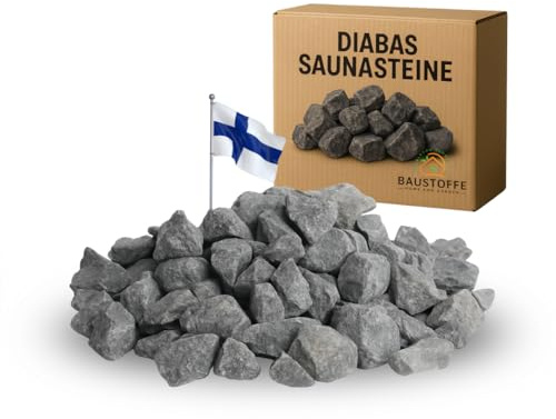 Doubleyou Geovlies & Baustoffe | Saunasteine Premium 5 kg | 32-56 mm DIABAS Klein | Für alle Saunaöfen | Hitzebeständig & Wärmespeichernd | Handverlesen & Hochwertig | Aufgusssteine