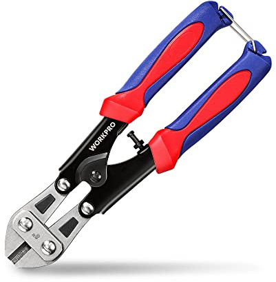 WORKPRO Bolzenschneider 210mm, bis Ø2,3mm, CR-MO/Gummigriff, Mini Seitenschneider mit Schloss