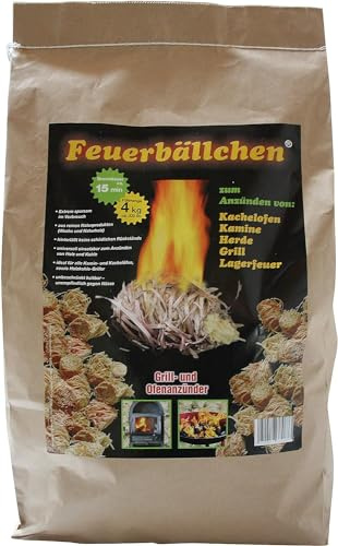 Feuerbällchen RaiffeisenWaren Kaminanzünder, Feueranzünder, 4,0 kg (Anzünder ökologisch, aus Naturprodukten - Wachs, Naturholz; Brenndauer ca. 10 min)