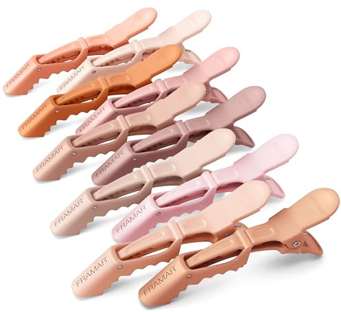 FRAMAR Abteilklammern Friseur, Haarklammer Damen, Neutral, 10 Stück | Hair Clip für Strähnen und Styling; Haarspangen mit rutschfestem Griff für professionelle Friseure