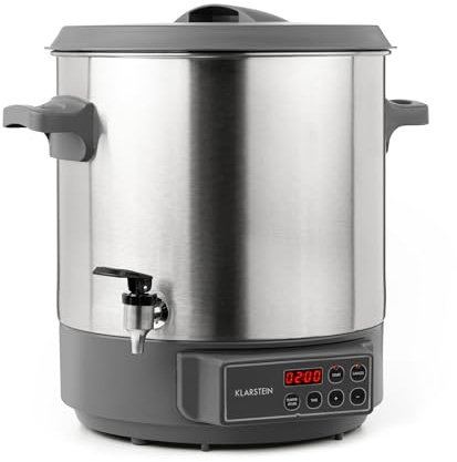 Klarstein Lady Marmalade Einkochautomat Einkochtopf Einkocher Heißgetränkespender, 27 Liter, 1800 Watt, 30-100 °C, Timer, Warmhalte-Funktion, Überhitzungsschutz, Edelstahl gebürstet