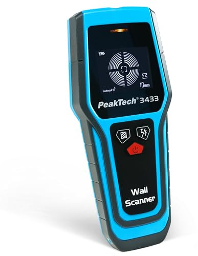 PeakTech P 3433 – Professionelles Leitungssuchgerät – Digitaler Leitungssucher für Stromleitungen, Metall, Balken und Holz – Leitungsfinder mit Selbstkalibrierung und LED-Anzeige – Wandscanner