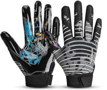ROCKBROS Fußballhandschuhe für Kinder und Jugendliche, American Football Receiver Handschuhe, SporthandschuheTrainingshandschuhe rutschfest Atmungsaktiv