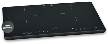 Severin Doppel-Induktionskochplatte 2 Platten, kratzfeste Glaskeramik-Kochfelder, matt, 10 Leistungsstufen, Touch-Display, Timerfunktion, automatische Abschaltung, 3.400W, schwarz, Glas, DK 1033