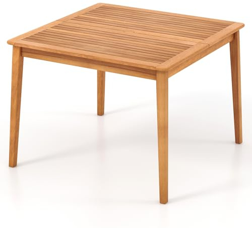 KOMFOTTEU Gartentisch aus Akazienholz (Modell 1) | Esstisch mit 5 cm Schirmloch für 4 Personen, Terrassentisch für Garten, Hinterhof und Veranda