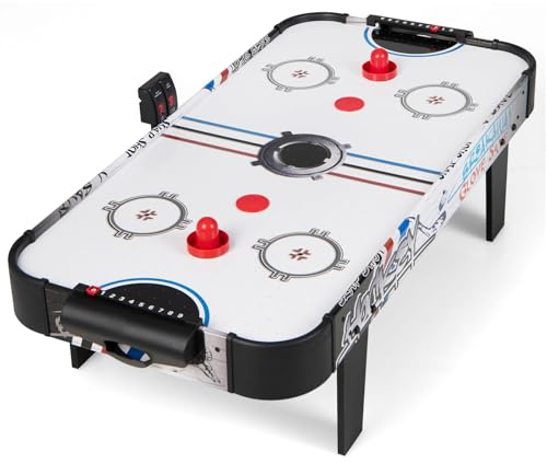 COSTWAY 42'' Air Hockey Spieltisch, Airhockey Tisch mit elektronischem LED-Punktezähler, Lufthockey Eishockey, Airhockeytisch Tischhockey mit 2 Pucks 2 Griffe, 2 Ziele, 106,5 x 53,5 x 30,5 cm