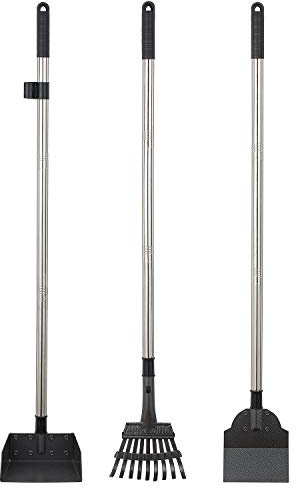 Yangbaga Hundekotschaufel aus Metall, 2 Rechen mit Verstellbarer Länge, 84 cm Langer Griff für große mittlere kleine Hunde