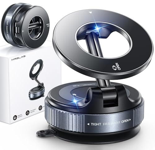 MRGLAS 2026 Upgraded Vakuum Handyhalterung Auto, Saugnapf Autohalterung | [2800gf Magnet für Magsafe], [98LBS Saugnapf Handyhalterung], KFZ Magnethalterung für iPhone 18 17 16 15 14 13 12 Pro Max