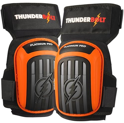 Thunderbolt Knieschoner Professioneller Knieschutz mit komfortablem Gelkissen Knieschoner Fliesenleger für Arbeit, Handwerk, Bodenbeläge Kniepolster Garten mit starken rutschfesten Gurten