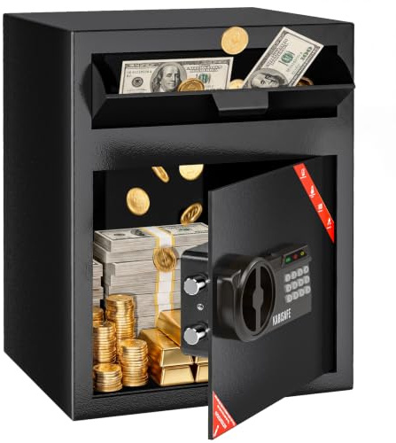 KABISAFE 71L Einwurftresor, Digitaler Depottresor mit Einwurfschlitz | Großer Deposittresor mit Drop‑Slot für Zuhause, Büro und Geschäft – Geldkassette für Bargeld