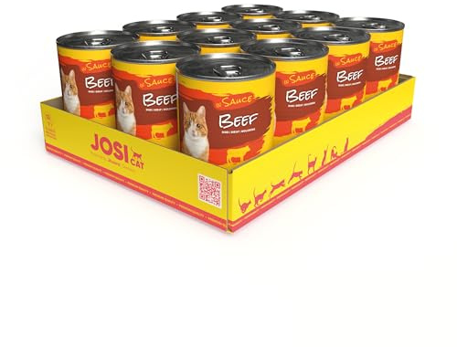 JosiCat Beef in Sauce (12 x 415 g) | Adult | Premium Nassfutter für ausgewachsene Katzen | Rind in Sauce | Vitamin D3 & E | Powered by JOSERA | Katzenfutter nass | Alleinfuttermittel | 12er Pack