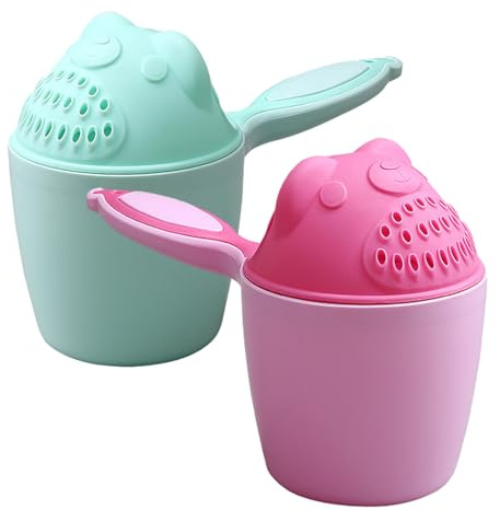 Vgvgaj Baby Badebecher 2 Stuck Baby Kinder Haarwaschbecher Badebecher 10x10cm Babyhaarwaschbecher PP Spülbecher Wasserfall Spüler Bär Shampoobecher Mit Griff Für Kinder Mädchen