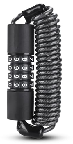 HOUSON Helmschloss 150cm, Bike Kabelschloss Zahlencode Bike Lock Kinderwagenschloss, Fahrradschloss, Snowboardschloss Fahrradhelm mit 4 Stellig Code für Motorradhelm, Fahrradhelm, Kinderwagen