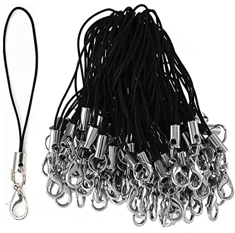 NIANOPKM Einfache Handy Lanyard Strap für Schlüssel Schlüsselanhänger,Handyanhänger Schlaufen mit Karabiner,Telefonring Strap Handy Charm Cord zum Pendents USB Schüsselanhänger (50 Schwarz)