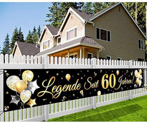 60. Geburtstag Banner, Legende Seit 60 Jahren Glitzerbanner | Deko 60 Geburtstag Lange Banner in Gold für Männer und Frauen 60. Geburtstagsfeier Party, 300 * 50cm