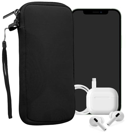kwmobile Handytasche für Smartphones XXL - 7" - Neopren Handy Hülle Schwarz - Handy Tasche 17,7 x 8,5 cm Innenmaße