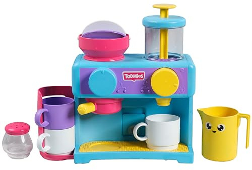 Tomy Toomies Bade-Barista, Wandmontiertes Baby-Badespielzeug als Café & Schaumbad-Spielküche für Kleinkinder - Küchen-Set: 3 Tassen, 1 Krug, 1 Shaker – ab 18 Monaten für Mädchen & Jungen