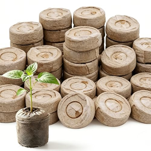 WPPQWP 50 STK Ø30mm Quelltabletten Anzucht, Anzuchterde für Samen, Torfquelltöpfe enthält Kokosfasern, Torf, Bio und Nährstoffe, Vliesstoffabdeckung, Anzucht von Stecklingen, Saaten