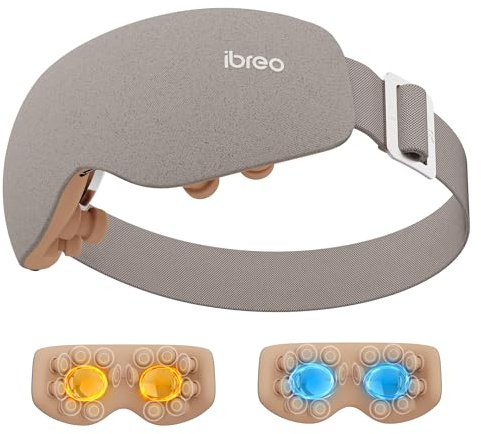 Augenmassager mit 2 Stufen Hitze & Kühle, 150 Minuten Gebrauch, 3 Modi &14 Vibrationsköpfe, Geschenk zum Vatertag für Vater, beheizte Augenmaske mit Bluetooth-Musik für Augenbelastung und Schwellungen