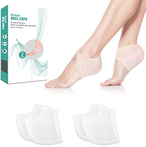 Dyroe Fersenpolster 2 Paare Gel Fersenschutz Silikon Pads -Ferse Socken Heel Cups Ferse Gel Fersenschoner für Fersensporn Plantarfasziitis, Sehr Geeignet für Fersenschmerzen, Trockene Rissige