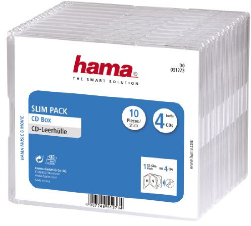 Hama CD-Slim-Pack 4, 10er-Pack, 00051273, Transparent