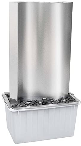 vidaXL Gartenbrunnen mit LED Beleuchtung Springbrunnen Garten Terrasse Deko Brunnen Zierbrunnen Wasserspiel Silbern 60,2x37x122,1cm Edelstahl