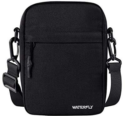 WATERFLY Umhängetasche Schultertasche Messenger Bag Klein Herren Damen | Handy Sling Tasche, Shoulder Crossbag, Brusttasche, Crossbody, Handytasche, Verstellbare Schultergurte, Reisen Wandern