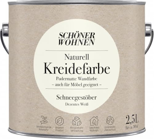 2,5L Schöner Wohnen Naturell Kreidefarbe Schneegestöber, Dezentes Weiß
