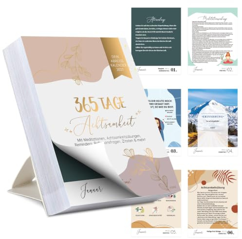 Abreisskalender 2027 täglich - 365 Tage Achtsamkeitskalender 2027, 15x11cm | Abreißkalender 2027 mit Ständer, Mondphasen & Feiertagen – Meditationen, Atemtechniken, Reminder, Zitate zum Aufbewahren
