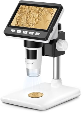 Misilmp USB Mikroskope, 4,3 Zoll Digitale LCD Handmikroskope 1000X 1080P Mikroskop für Kinder/Erwachsene Lupe Digitalmikroskop mit 8 LED Licht, PC-Ansicht, Kompatibel mit MacOS Windows