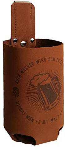 Bierholster Hopfen & Malz 0,5l – Das Original aus echtem Leder – Bier Holster Bierhalter Bottlebag Flaschenhalter