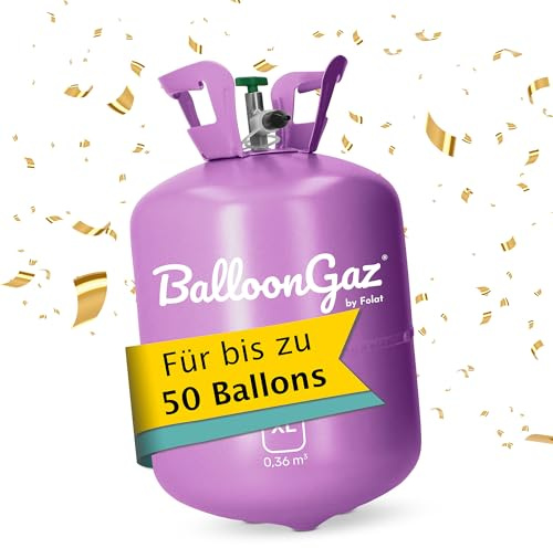 Helium Gasflasche für 50 Luftballons - Helium Balloon Gas für bis zu 50 Folienballon – BalloonGaz XL Folat 25203 ballongas für Geburtstag, Hochzeit, Party inkl. Informationsblatt