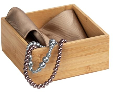 WENKO Bambus Ablage Terra M, praktische Organizer-Box für Schränke und Regale in Küche, Bad und dem gesamten Haushalt, übersichtliche Aufbewahrung von kleinen Utensilien, 15 x 7 x 15 cm, Natur