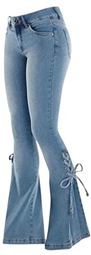 Schlaghose Damen Jeans 90er Vintage - Jeanshosen Teenager Mädchen Denim Jeans Flare Hose Jeans Damen High Waist Weites Bein Röhrenjeans Damen Stretch Hüfthose Bootcut Flared Jeans