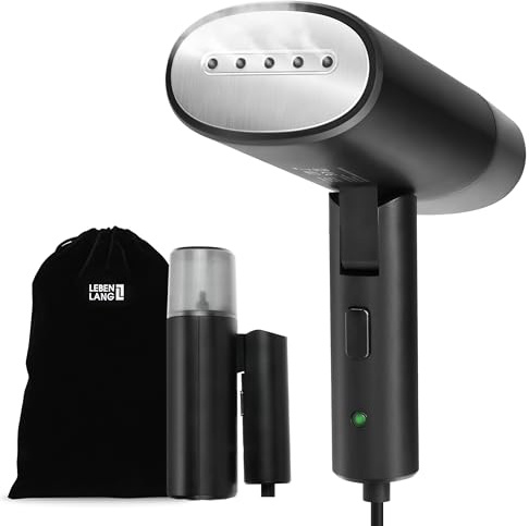 LEBENLANG Steamer Dampfglätter Reise - Kompakt Faltbar & Inkl. Reise Set I Steam Iron Dampfbürste Dampfbügeleisen für Dampfglätten Bügeln im Urlaub I Hand Reisesteamer mini handheld Travel Steamers