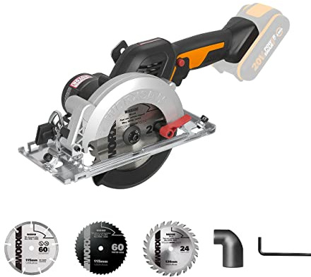 WORX WX531.9 Akku Kreissäge 20V, 120 mm, ohne Akku & Ladegerät | Leistungsstarke Bürstenlose Kreissäge für exakte, gerade Schnitte, Schneidet mühelos Holz, Metall, Fliesen & Plastik