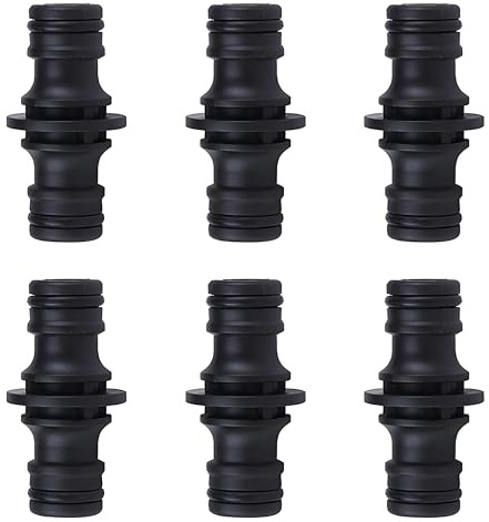 HAFRILY Schlauchkupplung 1/2 Zoll, Gartenschlauch Verbinder Doppelseitige Kupplung, Schlauchverbinder Verlängerung, Kupplung Gartenschlauch Schnellkupplung für Gartenbewässerung (6, Schwarz)