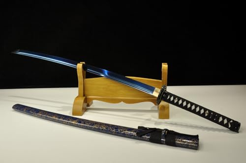 TEERMA 40 Zoll China Handmade Handschmieden Katana Schwert aus Hohem Mangan Stahl scharfes und echtes Katana China Schwert DS040