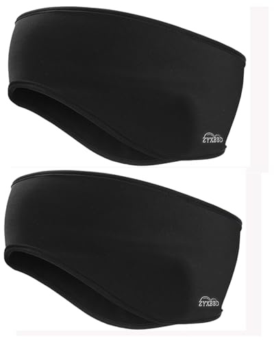 Fleece Ohrenwärmer Stirnband - Doppelschicht Winddichtes Warmes Winter Sport Stirnbänd Ohrenschutz Headband für Laufen, Jogging, Wandern, Yoga, Skifahren, Radfahren 2 Stück