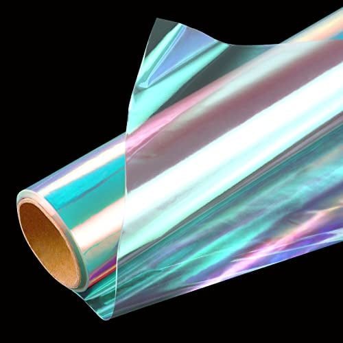 Cellophanfolie, 80cmx15m Geschenkfolie Transparent Regenbogen Folie | Irisierendes Durchsichtiges Geschenkpapier Blumen Papier Packpapier Rolle für Karneval Blumenstrauß Süßigkeiten Deko