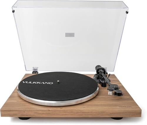 VULKKANO TD10 Plattenspieler mit Präzisions-Tonarm, Integriertem Phono-/Line-Entzerrer und Elegantem Design, Kompatibel mit 33- und 45-U/min-Schallplatten