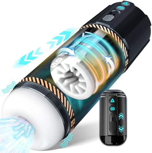 FANTASY CUP Elektrischer Masturbator, freihändiger Cup mit 8 Stoßfunktionen, Teleskopfunktion und rotierender Massagefunktion, Stimulator mit 3D-Silikon-Vagina, Masturbieren für Männer, leise, wiederv