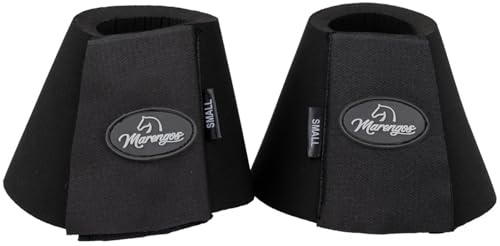 Marengos - Hufglocken Softopren (2er Set) | Springglocken mit großem Klettverschluss & Überschlagfixierung | ideal als Weidehufglocke | stoßdämpfender Hufschutz für Pferde in Schwarz | Größe M