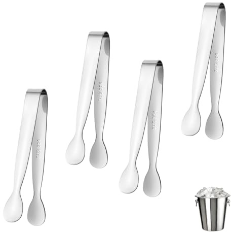 4 Stück Zuckerzange,Candybar Zangen,Eiswürfelzange,Edelstahl Eiswürfel,Eiszange,Servierzange,Küchenzange,Zuckerwürfel,Metallzange,Professionelle Gebäckzange für Eiswürfel,Dessert, Buffet,Picknick