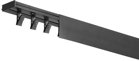 RENA Vorhangschiene 1-Läufig Gardinenschiene aus Kunststoff Vorhang-Deckenschiene mit Abdeckung und Klammern Gardinenleiste Gardinenstange Gardinen Vorhänge für Deckenmontage Schwarz 120cm