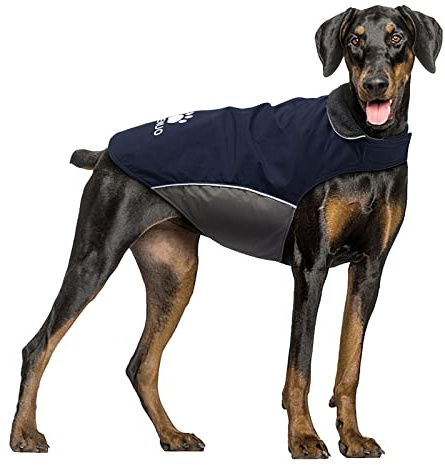 IREENUO Wasserdichter Hundemantel, Hundejacke Winter Winddichter Warmer Hunderegenmantel für Mittelgroße bis Große Hunde mit Sicheren Reflexstreifen und Verstellbarem Brustriemen (XL, Blue)