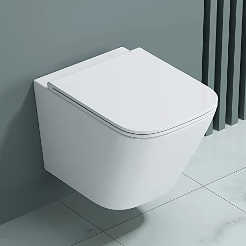 doporro Hänge-WC 52x36x36cm inkl. Softclose Keramik Weiß | Spülrandloses Hänge-WC i mit Tiefspüler, Soft-Close & abnehmbarem Sitz – modern & pflegeleicht Aachen112