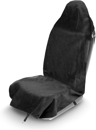 Einesin Autositzschoner Vordersitz, Rutschfester Handtuch Schonbezug für Vordersitze, Universal Passend für Gym, Fitness, Laufen, Hunde & Haustiere, Maschinenwaschbar,Schwarz:Vordersitze X 1