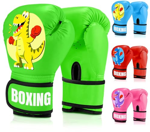 JUOIFIP Boxhandschuhe Kinder, Boxhandschuhe für Kinder 3 bis 14 Jahre, PU-Leder, Kinder Box Handschuhe zum Boxsack Sparring Training, Muay Thai, MMA, Kickboxen & Kampfsport, Grün